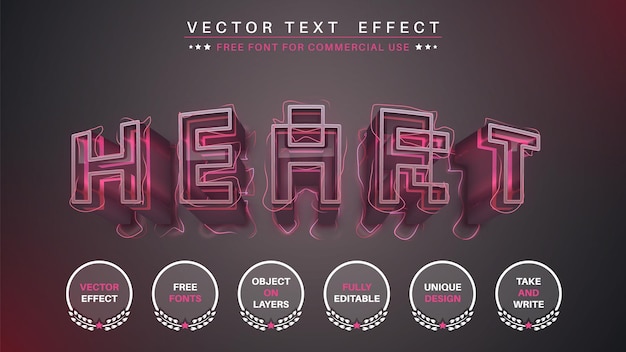 3D Heart Editable Text Effect Font Style