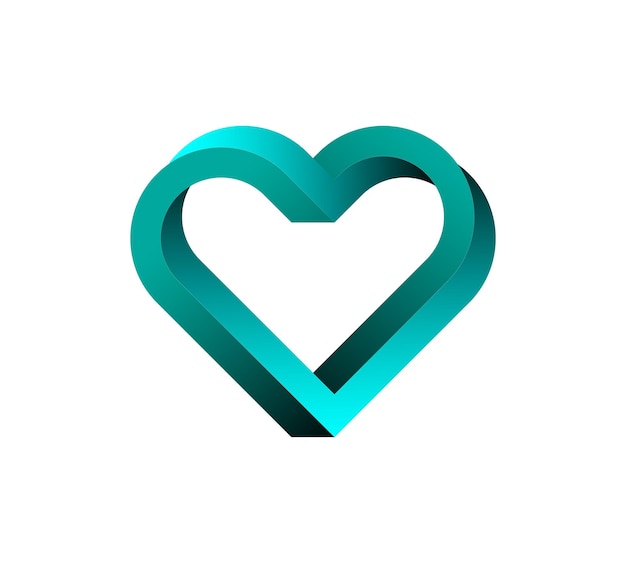 3d Heart Logo a green heart with a blue heart on it