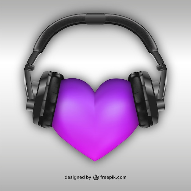 3D Heart with headphones