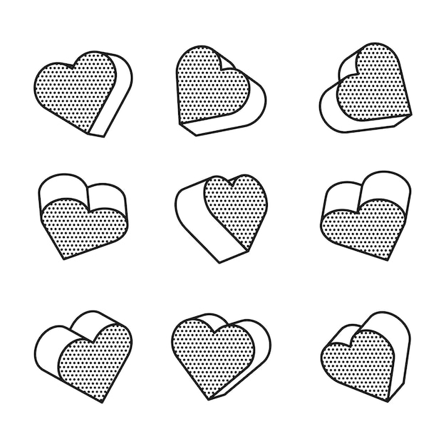 3d Hearts Graphic Elements for Pop Art Style Design Vector Format