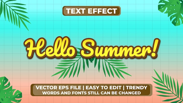 3D Hello Summer Editable Text Effect gradient style