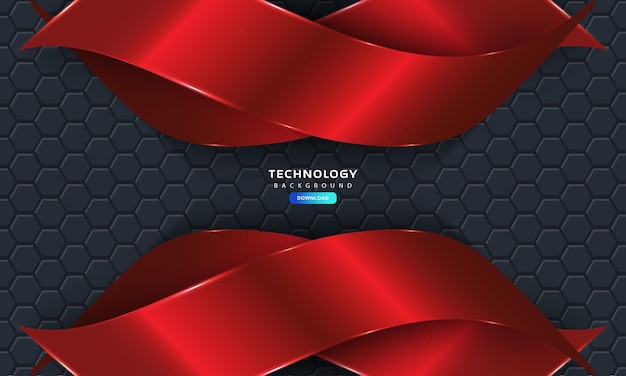 3D hexagon red ornate layers background