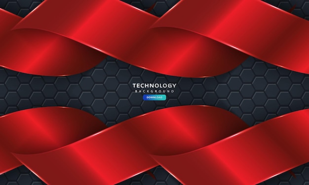 3D hexagon red ornate layers background