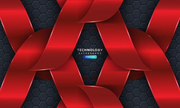 3D hexagon red ornate layers background