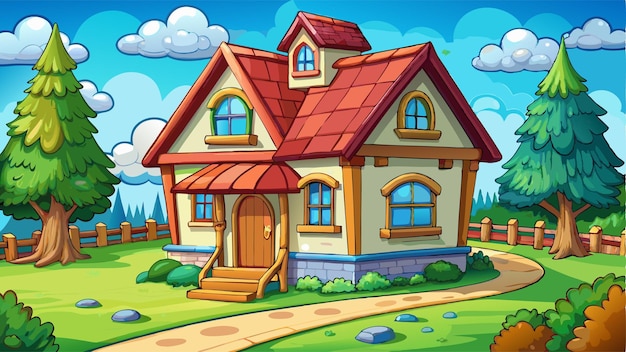 Vector 3d house cartoon vector natural scene 8