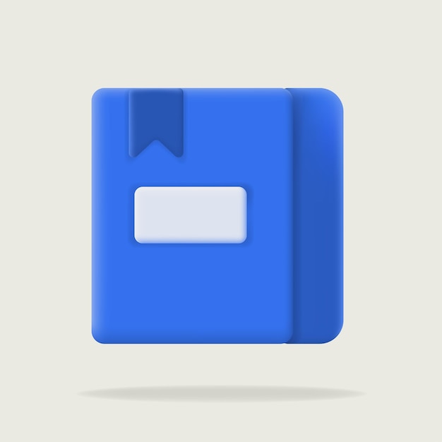 3D icon illustration blue book with a bookmark Ideal for educational content elearning platforms