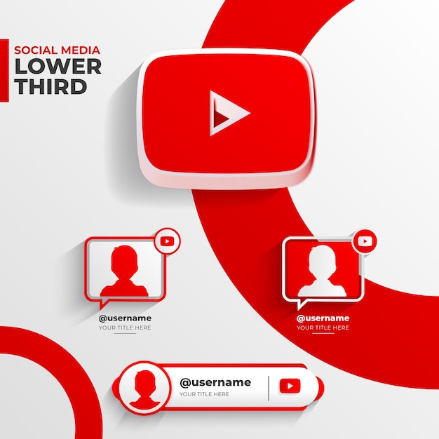 3D icon social media youtube lower third