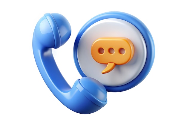 3d icon symbol isolated vector concept Handset Blue handset from telephoneCommunication