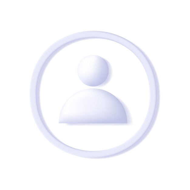 3d icon of user profile convex volume shape of person in a circle