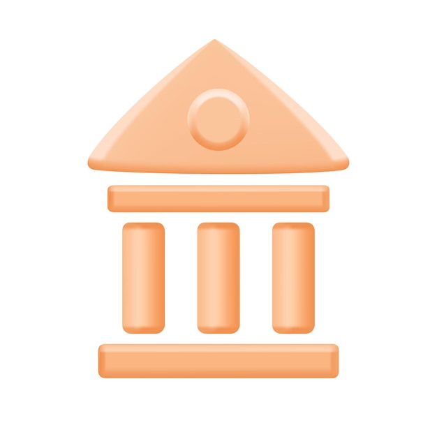 3D illustration of the bank building as an icon for business and finance