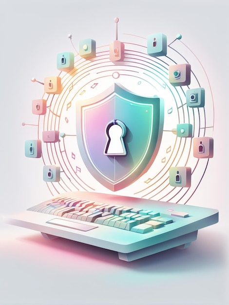 Vector 3d illustration of computer security concept