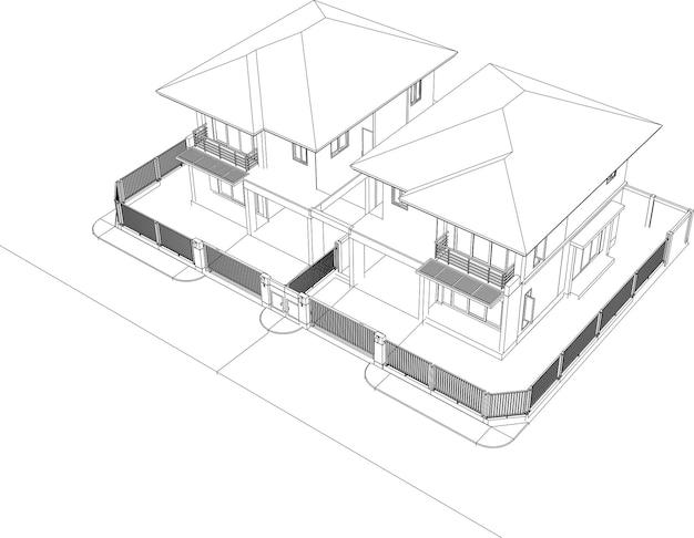 Vector 3d illustration of residential project