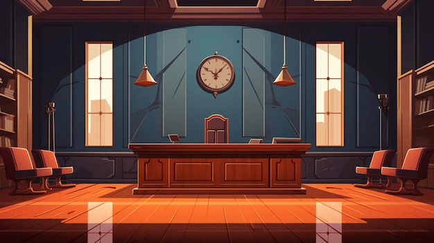 Vector a 3d illustration of a room with a clock on the wall and a clock on the wall