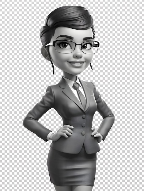 Vector 3d illustration of a woman in suit with glasses