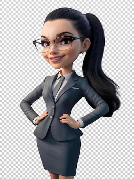 3D Illustration of A Woman in Suit with Glasses