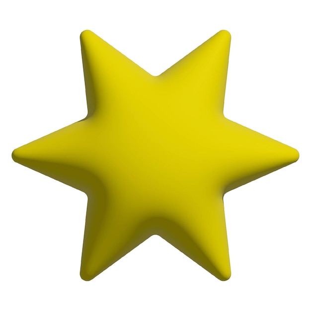 3d illustration yellow star on white background