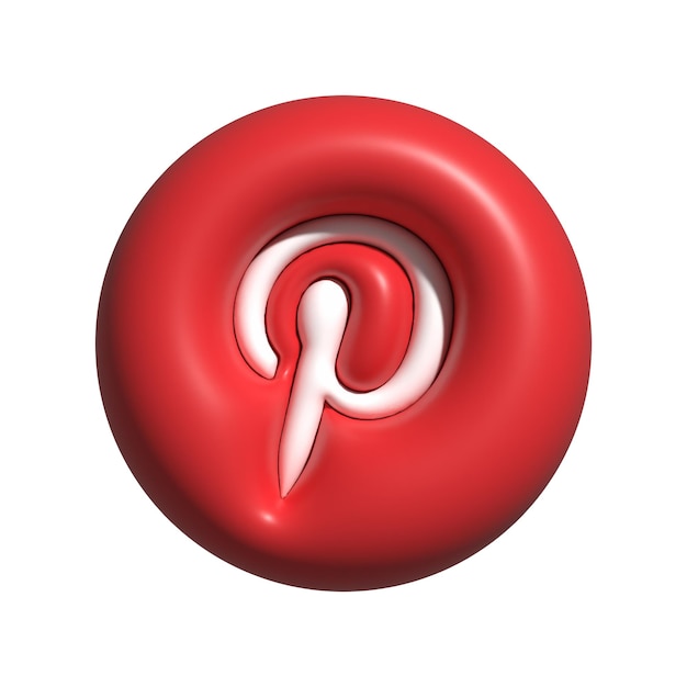 Vector 3d inflated pinterest logo isolated