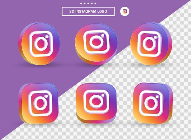 3d instagram logo in modern style circle and square for social media icons logos