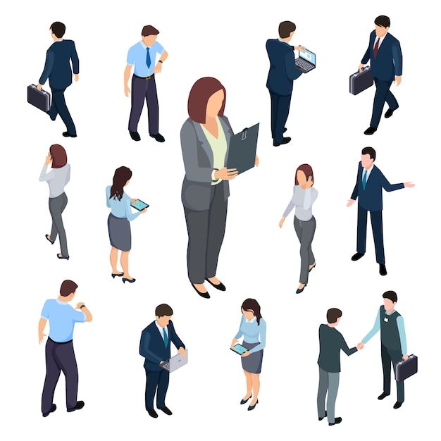 Vector 3d isometric business people set