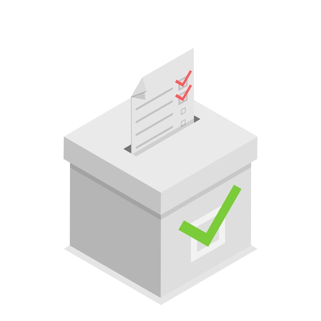 Vector 3d isometric flat illustration of voting box set item 1