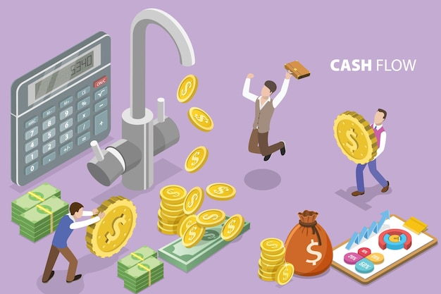 3D Isometric Flat Vector Conceptual Illustration of Cash Flow