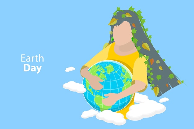 3D Isometric Flat Vector Conceptual Illustration of Earth Day