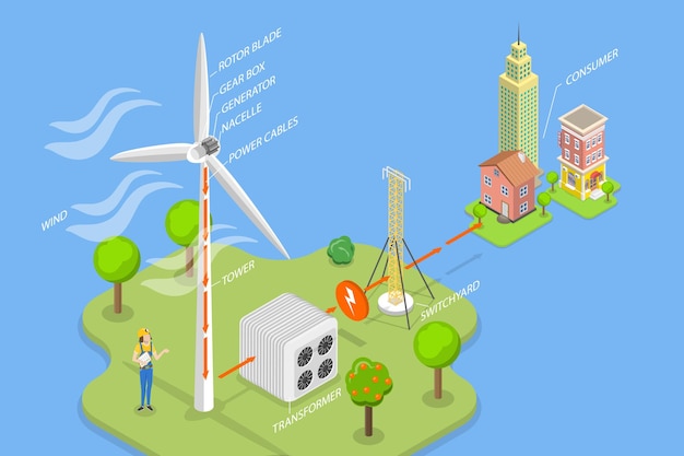 3D Isometric Flat Vector Conceptual Illustration of Green Energy