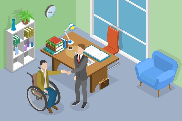 3D Isometric Flat Vector Conceptual Illustration of Hiring People With Disabilities