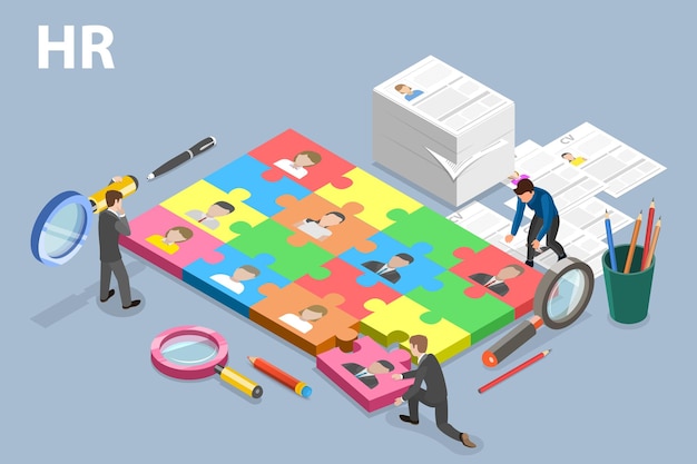 3D Isometric Flat Vector Conceptual Illustration of Human Management and HR Resources