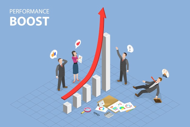 3D Isometric Flat Vector Conceptual Illustration of Performance Boost