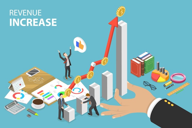 3D Isometric Flat Vector Conceptual Illustration of Revenue Increase