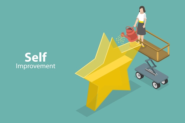 3D Isometric Flat Vector Conceptual Illustration of SelfImprovement