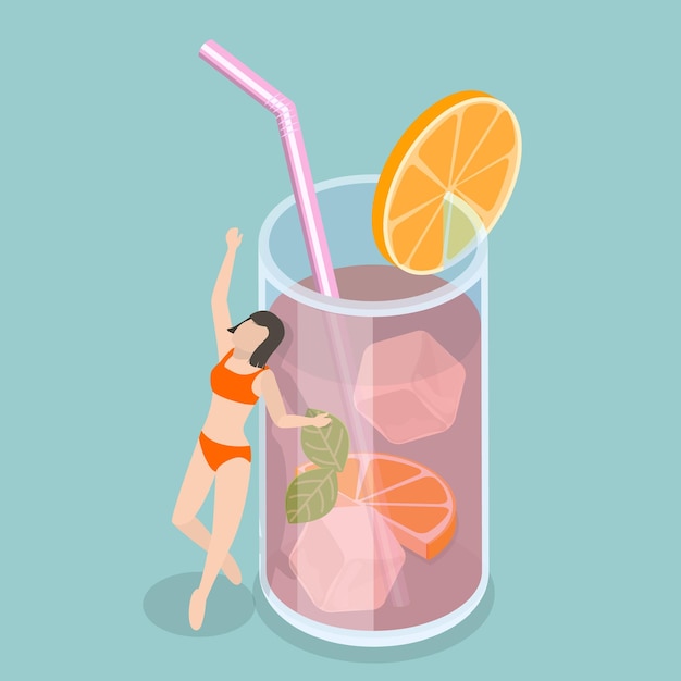 3D Isometric Flat Vector Conceptual Illustration of Summer Vibes