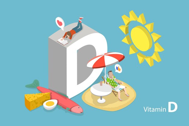 3D Isometric Flat Vector Conceptual Illustration of Vitamin D