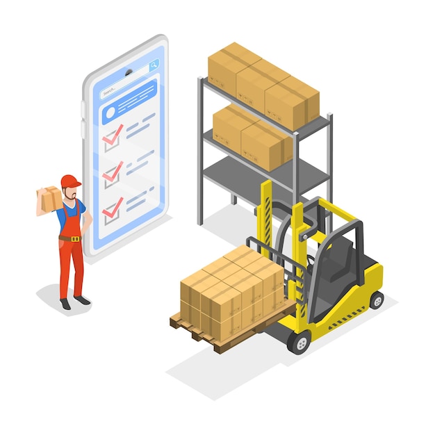 Vector 3d isometric flat vector illustration of global logistic item 1