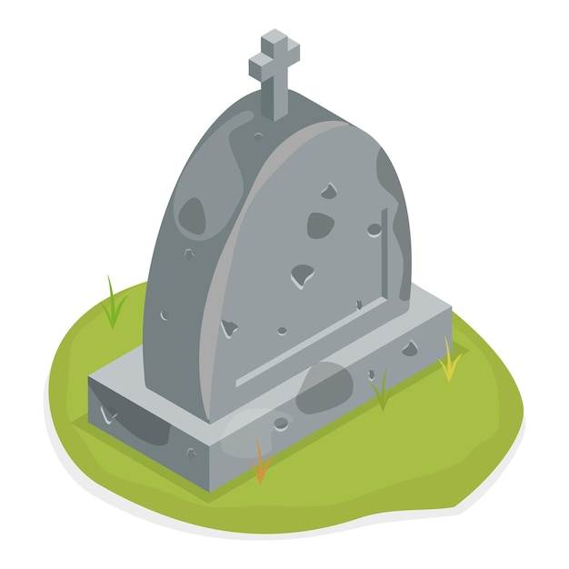 3D Isometric Flat Vector Set of Graveyard Tombstones Old Tomb Collection Item 3