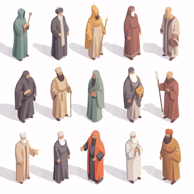 Vector 3d_isometric_flat_vector_set_of_religious_leader