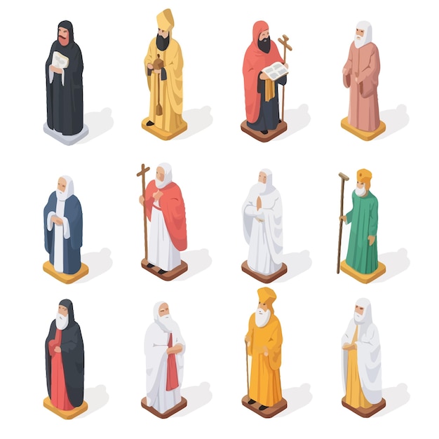 Vector 3d_isometric_flat_vector_set_of_religious_leader