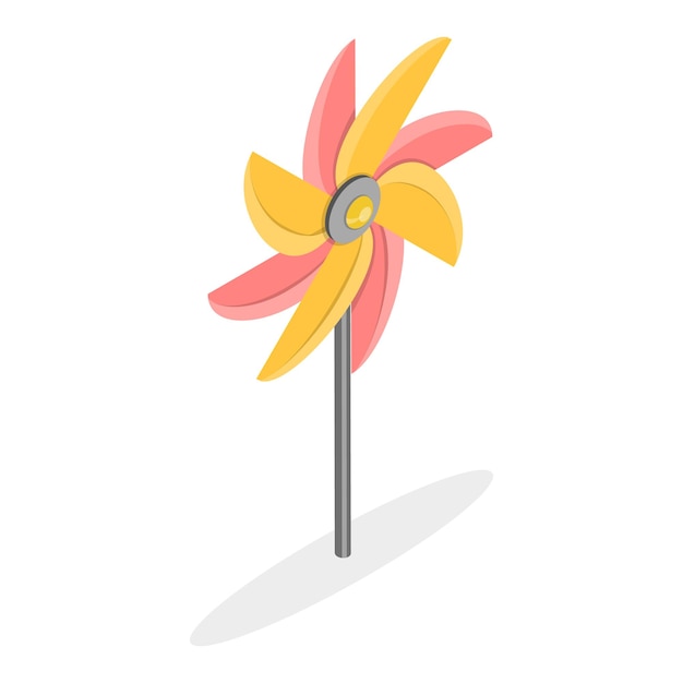 Vector 3d isometric flat vector set of pinwheels item 2