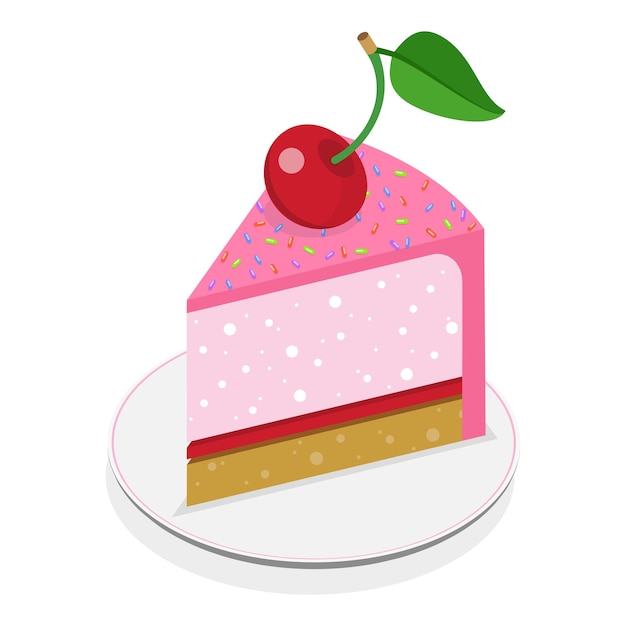 3D Isometric Flat Vector Set of Slices of Different Cakes Sweets and Dessert Item 3