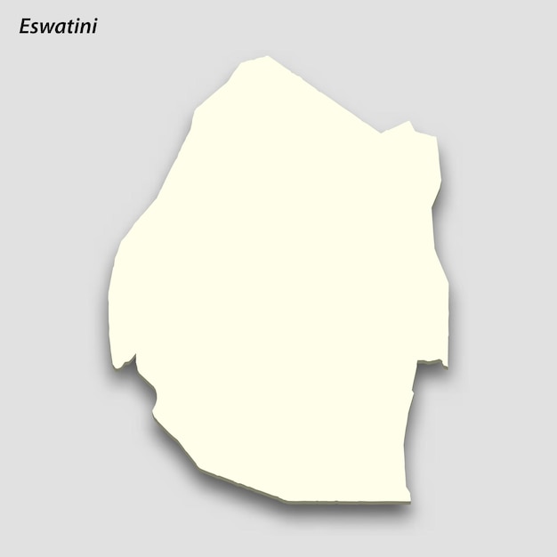 3d isometric map of Eswatini isolated with shadow