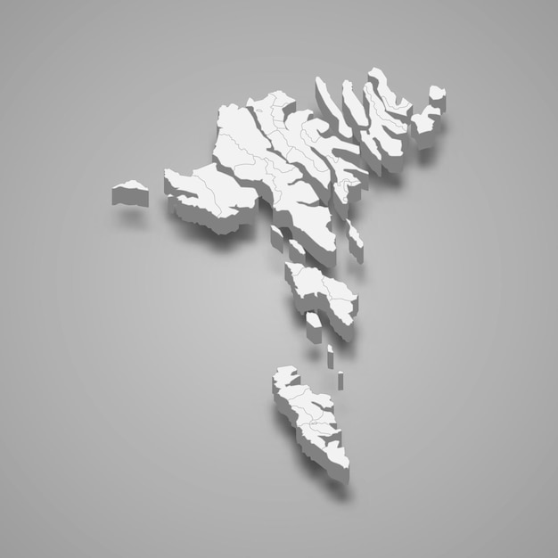 3d isometric map of Faroe Islands is a region of Denmark vector