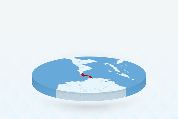 3D Isometric Map Highlighting Panama in Red