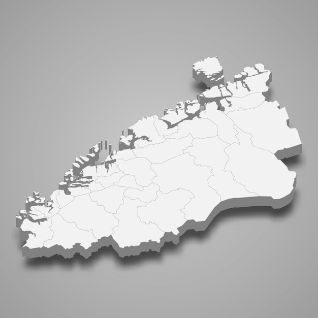 3d isometric map of More og Romsdal is a county of Norway