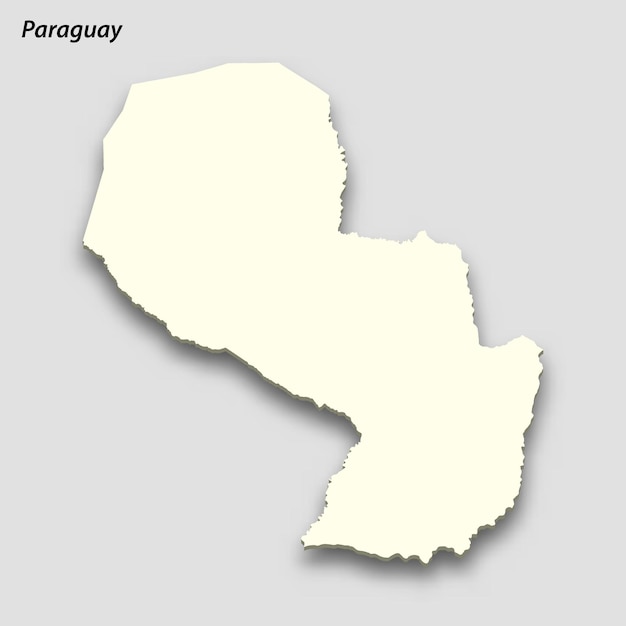 3d isometric map of Paraguay isolated with shadow