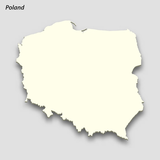 3d isometric map of Poland isolated with shadow