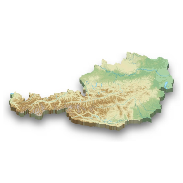 3d isometric relief map of Austria