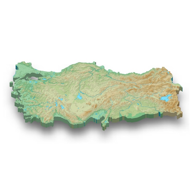 3d isometric relief map of Turkey