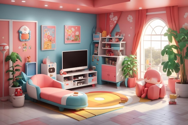 Vector 3d isometric room in house