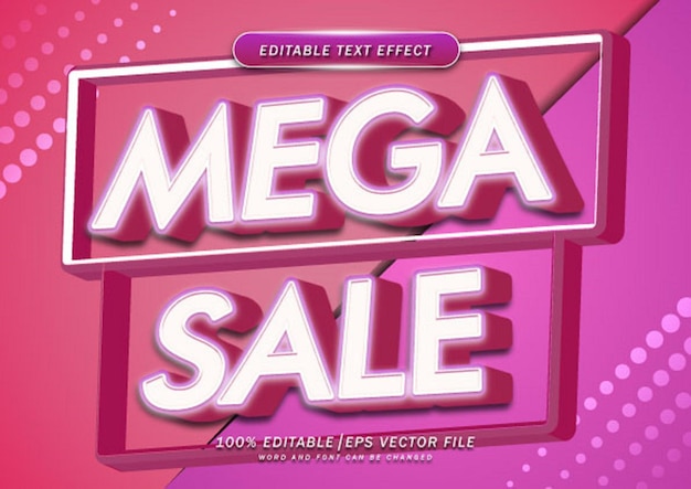 3d isometric style mega sale text editable effect